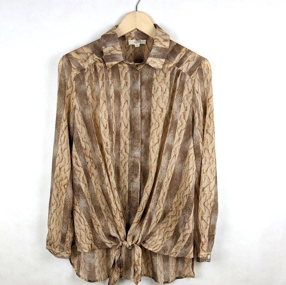 Anthropologie Entro Knot Front High-low Button-up - Picture 1 of 7